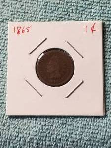 lot 196 image: 1865 Indian head cent - carded