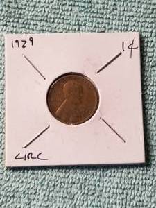 lot 212 image: 1929 one cent wheat penny - carded
