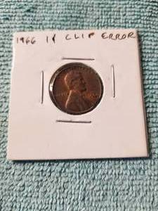 lot 231 image: 1966 Lincoln penny with Clip error - carded