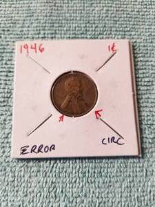 lot 234 image: 1946 one cent wheat penny with errors - carded