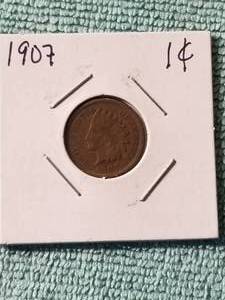 lot 239 image: 1907 Indian head cent - carded