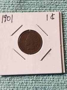 lot 244 image: 1901 Indian head cent - carded