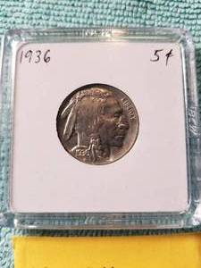 lot 267 image: 1936 Buffalo Nickel in hard case