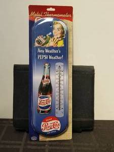 lot 102 image: Pepsi Cola metal thermometer - new in package