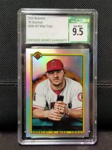 lot 213 image: 2020 Bowman - Mike Trout baseball card -graded 9.5