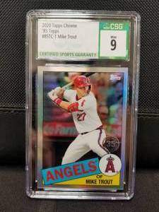 lot 290 image: 2020 Topps Chrome - Mike Trout - graded card 9