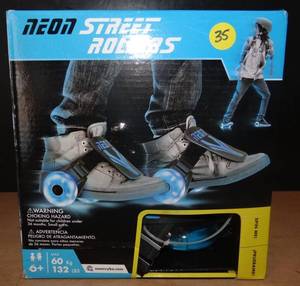 lot 35 image: Neon Pop N Lock Street Rollers Skates LED Wheels And Adjustable Straps BLUE