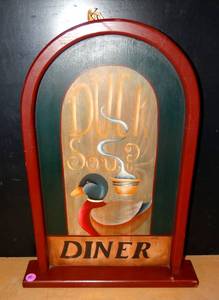 lot 46 image: AWESOME WOODEN DUCK SOUP DINER TABLE DISPLAY - 17.5 TALL