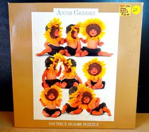 lot 63 image: NEWSEALED - Anne Geddes Sunflower Babies 550 Piece Jigsaw Puzzle No.2312-2