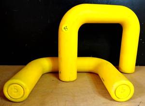 lot 93 image: UNIQUE 5 LB WEIGHTS - BRIGHT YELLOW U SHAPE (2X$)
