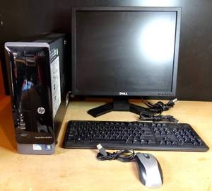 lot 117 image: HP Pavilion Slimline s5-1021p Desktop Computer With Intel� Pentium� E6700 Dual-Core Processor KEYBOARD MOUSE & DELL MONITOR $$$