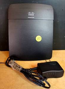 lot 132 image: Cisco Linksys E1200 4-Port Gigabit Ethernet Dual-Band Wireless Router & Adapter