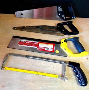 lot 152 image: LOT OF 4 HAND SAWS AS SHOWN