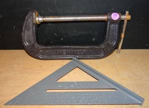 lot 154 image: 6 C CLAMP AND ANGLE TOOL