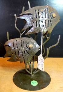 lot 171 image: LOVELY METAL FISH CANDLE SHADOW DISPLAY