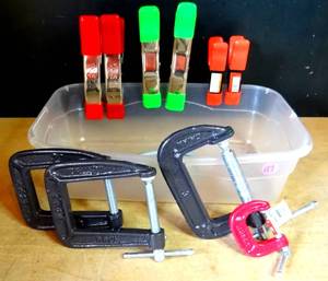 lot 187 image: ASSORTMENT OF C CLAMPS AND SQUEEZE CLAMPS AS SHOWN