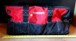 lot 191 image: VERY LARGE HUSKY BLACK & RED WORK BAG W CONENTS AS SHOWN