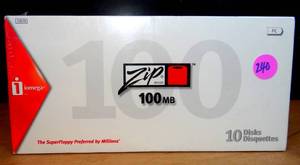 lot 240 image: Iomega Zip Disks 100MB New 10 Pack for PC - NEWSEALED