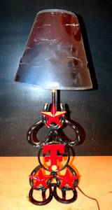 lot 271 image: AWESOME CUSTOM TEXAS TECH TABLE LAMP - (WORKS) NEEDS REPLATEMENT SHADE