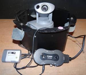 lot 275 image: BIG $ ITEM - Canon VB-C50iR Indoor PanTiltZoom IP camera with 26x optical zoom and true daynight switching with built-in infrared LED  Canon VB-EX50 Multi Terminal Module