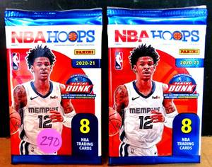 lot 290 image: 2020-21 NBA HOOPS SEALED PACKS - 8 CARDS EACH PK - ANTHONY EDWARDS, TYRESE HALIBURTON & MORE ROOKIE CHASE $$