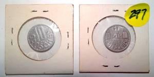 lot 297 image: 1972 & 1979 AUSTRIA GROSCHEN ENCASED