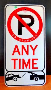 lot 348 image: AUTHENTIC RETIRED NO PARKING ANYTIME CITY ORDINANCE SIGN - METAL