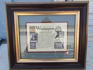 lot 46 image: George Washington 1732-1799 GLIMPSE OF THE PAST STAMP COLLECTION 14x12 framed