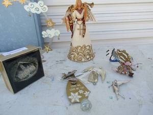 lot 61 image: Hestia Granbury texas ornament, cat lady ornament and junk lady ornament