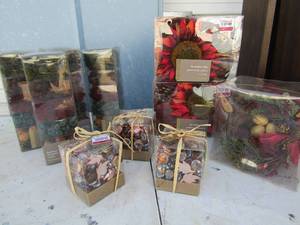 lot 75 image: Pier One decorative fillers- 3 boxes of gem mix and 3 boxes of pine cones