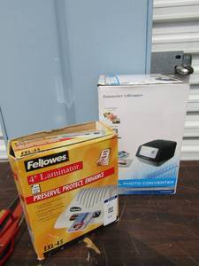 lot 123 image: Digital photo converter in original box Fellows 4 laminator in original box