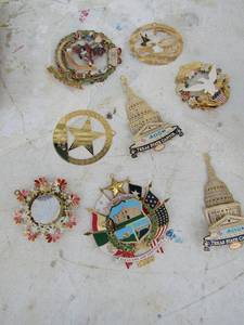 lot 167 image: 8 gold metal capital 3D ornaments dated early 2000