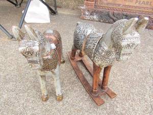 lot 28 image: 13x11 rocking horse split in middle 10x10 horse head detached but can be repaired