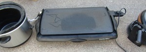 lot 222 image: Waffle maker,  griddle,  crockpot no lid