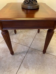 lot 3 image: CHERRY WOOD COFFEE TABLE  41 X 38 X 19  &     2 SIDE TABLES  22X22X 24  from HAVERTYS