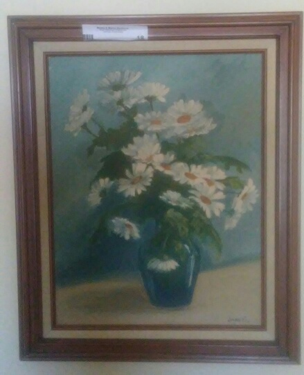 lot 18 image: Daisy Oil Painting