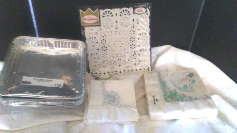 lot 138 image: Paper dolliesAluminium square containers