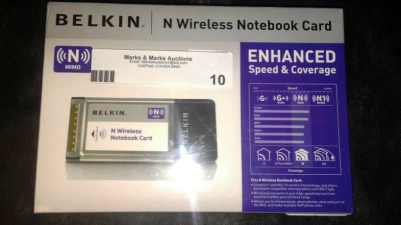 lot 10 image: Belkin N Wireless Notebook Card