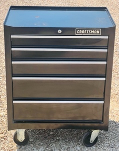 lot 4 image: Black Craftsman 5 Drawer Rolling Tool Box - 18 x 27 x 34