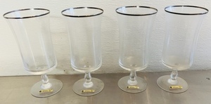 lot 16 image: 4&nbsp Noritake Handmade Crystal Platinum Rimmed Glasses