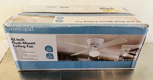 lot 19 image: New 42 Flush-Mount White Ceiling Fan