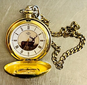 lot 32 image: Franklin Mint National Fishing &amp Wildlife Foundation Buck Deer Pocket Watch
