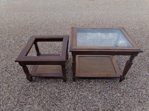 lot 64 image: Two Wooden End Tables- Glass Missing On One Table