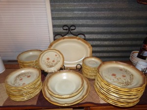 lot 77 image: Mikasa 50 Piece Dinnerware Set Including Iron plate Display Rack