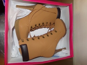 lot 79 image: Tan Size 10 Womens Combat Boot Style High Heels