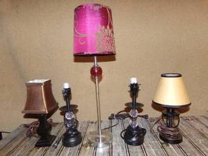 lot 96 image: Five Assorted Lamps (2 without Shades)