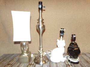 lot 97 image: Four Assorted Lamps With Unique Fox Lamp Included
