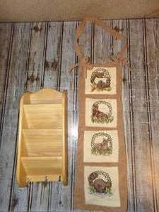 lot 112 image: Small Keyholder & Shelf & Forest Theme & Handmade Embroidered Tapestry