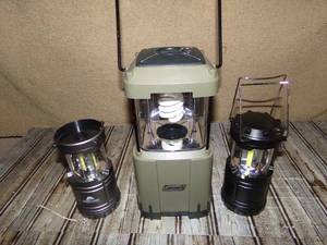lot 150 image: 3 Battery Operated Coleman Lanterns