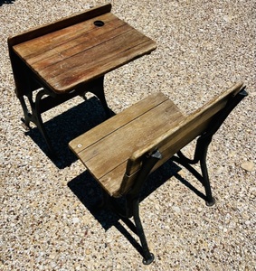 lot 199 image: Antique Wooden School Desk&nbsp